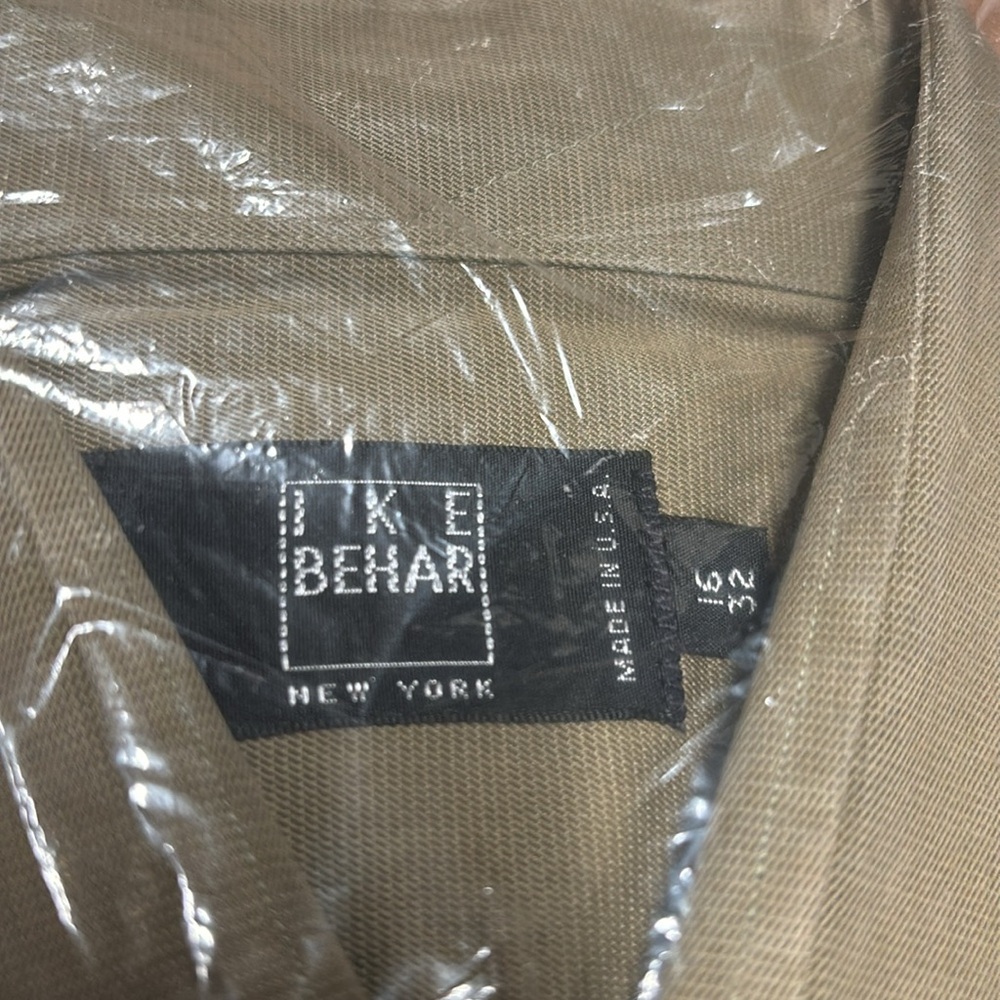 IKE BEHAR New York Button Down Shirt Men's 16 - 32 Olive  Long Sleeve New No Tag - Picture 2 of 3